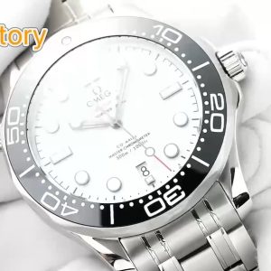 T+Factory OMEGA Seamaster 300 Replica Genuine ceramic bezel, ceramic dial Integrated 8800 octopus-style black balance wheel movement Steel bracelet with rubber strap included